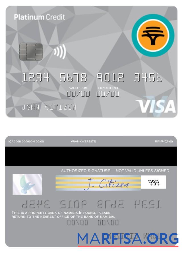 Realistic Namibia First National Bank platinum credit visa card example